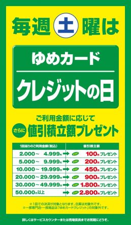 毎週土曜日は『ゆめカードクレジットの日』