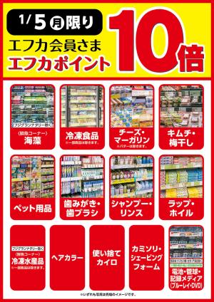 1/5限定 エフカポイント10倍商品のご案内のチラシ画像
