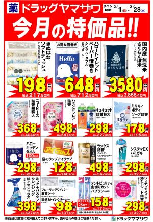 ドラッグヤマザワ今月の特価品のチラシ画像