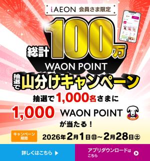 総計100万WAONポイント抽選で山分けキャンペーンのチラシ画像