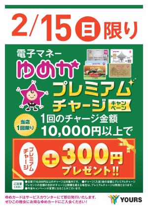 電子マネーゆめかプレミアムチャージキャンペーンのチラシ画像