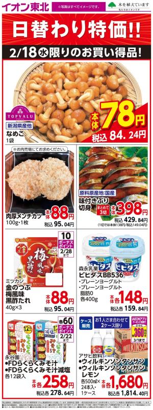 スーパー生鮮大市2/18日替わりのチラシ画像