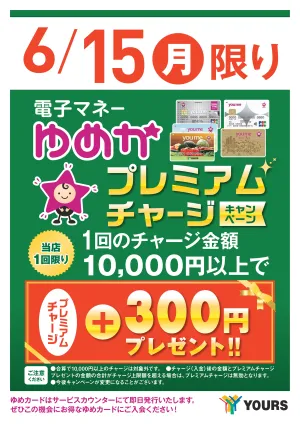 電子マネーゆめか　プレミアムチャージキャンペーンのチラシ画像