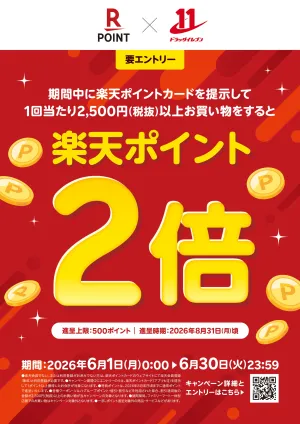 楽天ポイント2倍キャンペーンのチラシ画像