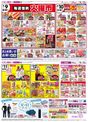 6/9〜6/12(裏面は〜6/15)　6/10は十日の市／ディスカウント超特価！のチラシ画像