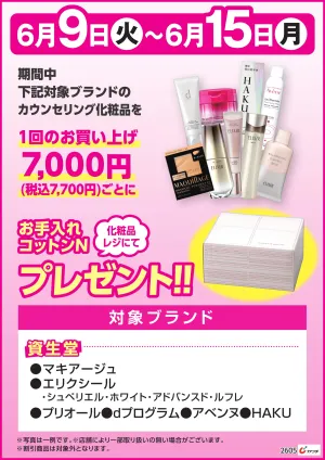 資生堂対象ブランドご購入でプレゼント！のチラシ画像