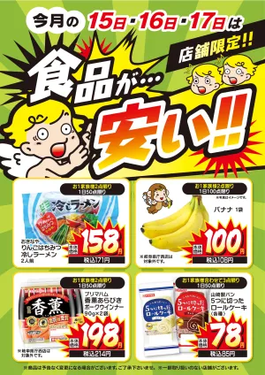 3日間限定！食品大特価セール開催！のチラシ画像