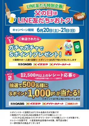 【LINE友だち特別企画】6月20日(土)・21日(日) 父の日はLINE友だちがおトク！のチラシ画像
