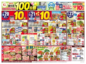 スーパーアークス国分店リニューアルオープン100日祭のチラシ画像
