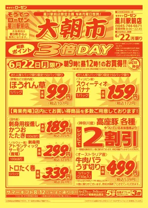 6/22（月）限り　星川駅前大朝市のチラシ画像
