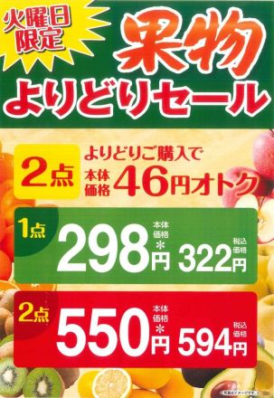 毎週火曜日　果物よりどり①
