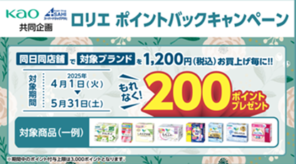 必ずもらえる！ロリエ　ポイントバックキャンペーン！！