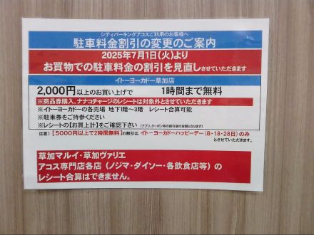 駐車料金変更のご案内