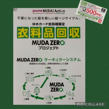 MUDA　ZEROプロジェクト「衣料品回収」開催します♪