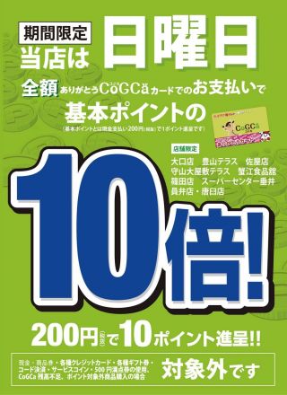 《期間限定》日曜日は基本ポイント10倍