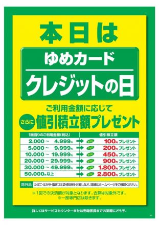 【毎週土曜日】ゆめカードクレジットの日