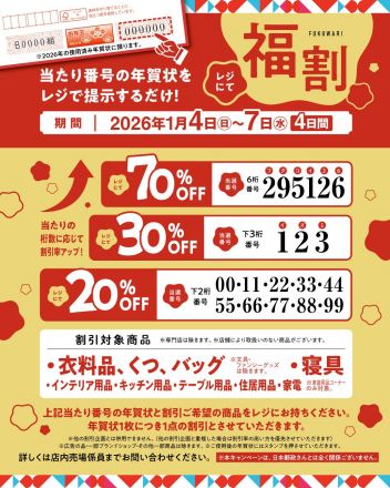 今年もやります★年賀状で福割★