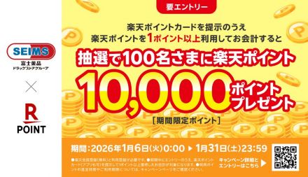 楽天ポイント10,000ポイントが100名様に当たる！
