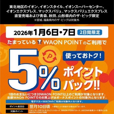 WAON POINTのご利用でポイントバック！！