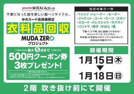 予告：衣料品回収プロジェクト