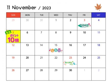 11月のポイントカレンダー