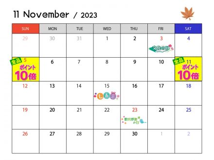 11月のポイントカレンダー