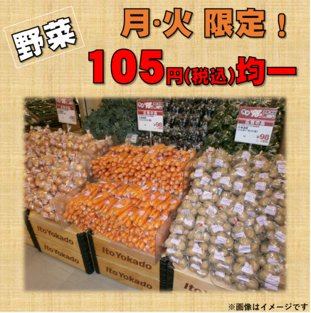 月火恒例☆野菜105円均一