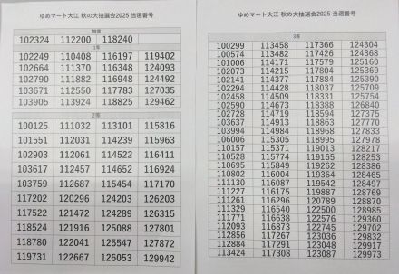 2025年秋の大抽選会 当選発表