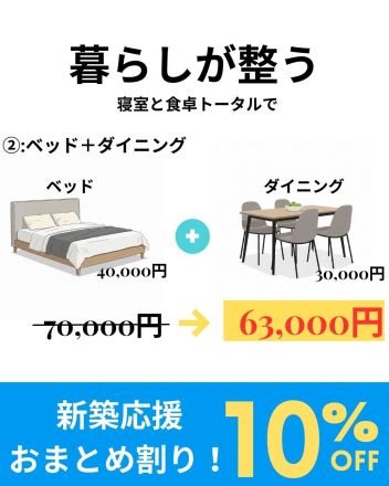 インテリアショップ＆インテリアステージ限定　　　　　【新築応援おまとめ割10％OFFキャンペーン】