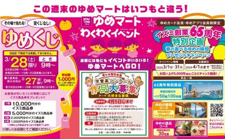 1等10,000円分のゆめマート商品券が当たる！ゆめくじ開催！