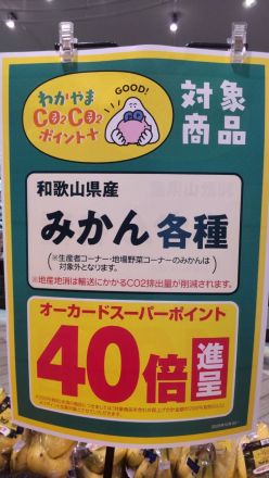 【農産コーナー】和歌山県産の「みかん」「柿」がオーカードポイント40倍！_