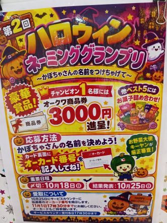 商品券3,000円分が当たるチャンス！かぼちゃさんの名前を大募集！_